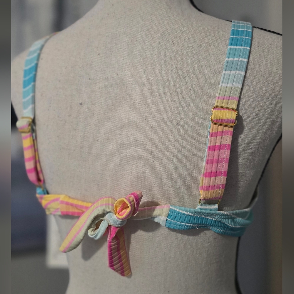Blushing Brunette Colorful Striped Bikini Top - Picture 6 of 8